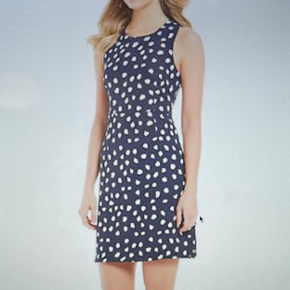 Julie Brown Navy Blue Polka Dot Dress